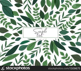 Vector illustration of green leaves. Natural background with place for text