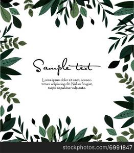 Vector illustration of green leaves. Natural background with place for text. Natural background with leaves