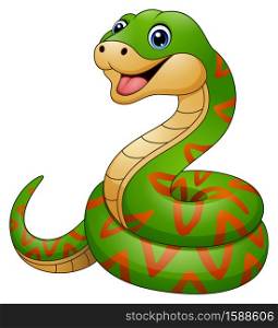 Vector illustration of Green snake cartoon
