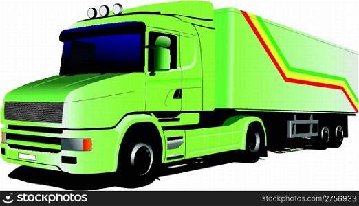 Vector illustration of green truck
