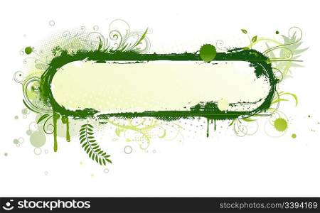 Vector illustration of green urban floral frame