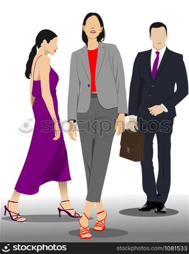 Vector illustration of group young man and women