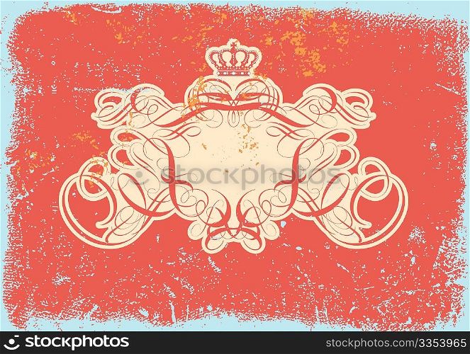 Vector illustration of Grunge background with heraldic titling frame, blank so you can add your own images