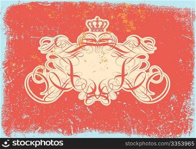 Vector illustration of Grunge background with heraldic titling frame, blank so you can add your own images