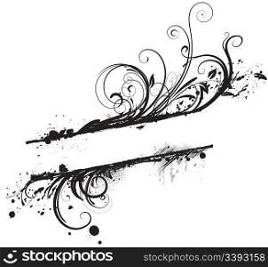 Vector illustration of Grunge black Floral Decorative banner