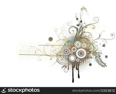 Vector illustration of Grunge Floral Decorative background