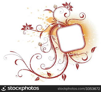 Vector illustration of Grunge Floral Decorative frame