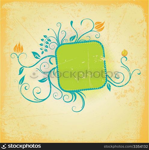 Vector illustration of Grunge Floral frame