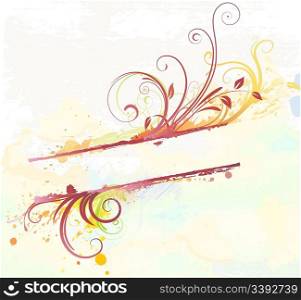 Vector illustration of Grunge styled Floral Decorative banner