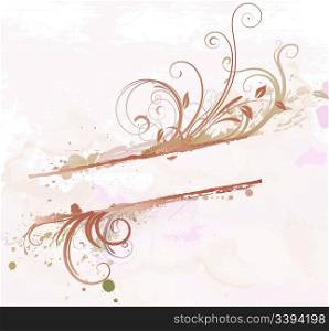 Vector illustration of Grunge styled Floral Decorative banner