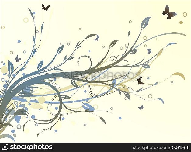 Vector illustration of grunge swirling flourishes decorative Floral Background