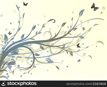 Vector illustration of grunge swirling flourishes decorative Floral Background