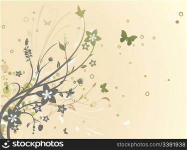 Vector illustration of grunge swirling flourishes decorative Floral Background