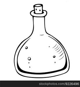 Vector illustration of Hand drawn big glass bottle with potion.. Vector illustration of Hand drawn big glass bottle with potion