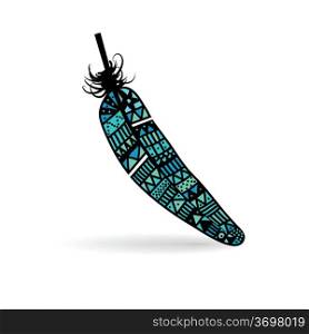 Vector illustration of hand drawn feather