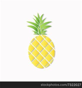 Vector illustration of hand drawn pineapple with shadow for print, postrer, sticker; card