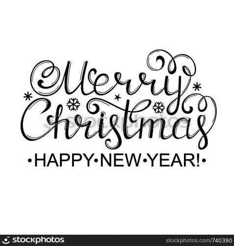 Vector illustration of handmade christmas inscription on white background. hand drawn christmas wishes