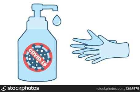 Vector illustration of hands using hand sanitizer gel pump dispenser or alcohol to protect Covid-19 virus or coronavirus isolated on white background. Vector illustration of hands using hand sanitizer gel pump dispenser or alcohol to protect Covid-19 virus or coronavirus v isolated on white background
