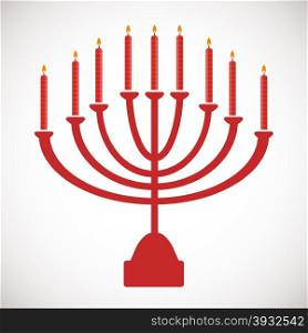 Vector illustration of hanukkah, jewish holiday. Hanukkah menora with candles