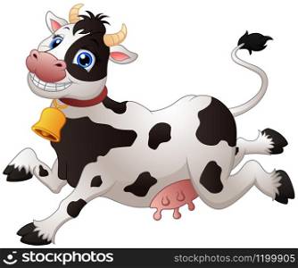 Vector illustration of Happy cartoon cow