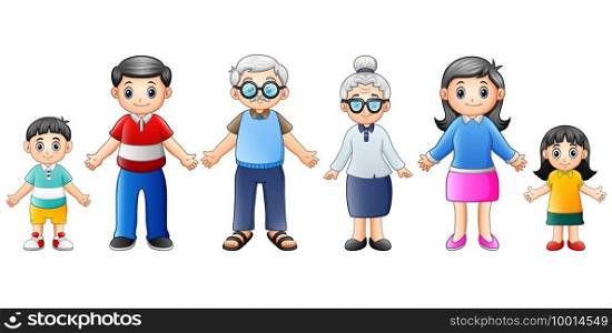 Vector illustration of Happy Families Cartoon