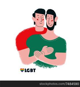 Vector illustration of happy homosexual men couples.
