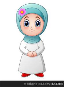 Vector illustration of Happy muslim girl cartoon isolated on white background