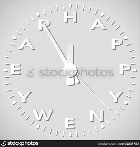 vector illustration of happy new year paper clock