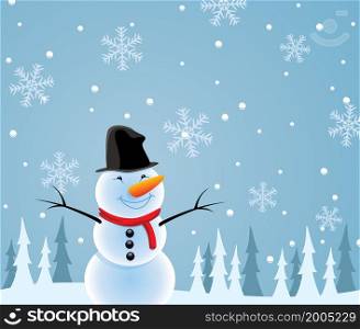 vector illustration of happy snowman