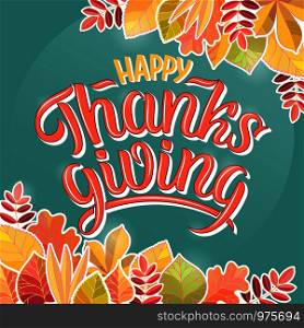 Vector illustration of Happy Thanksgiving text for cards, stickers, for any type of artworks like banners and posters. Hand drawn calligraphy, lettering, typography for the holiday events.