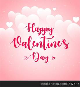 Vector illustration of Happy Valentine's day lettering card on pink background