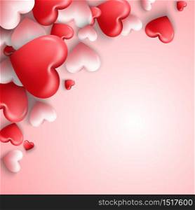 Vector illustration of Happy valentines day background with hearts balloon in pink background