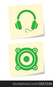 Vector Illustration of Headphones and Speaker Icons