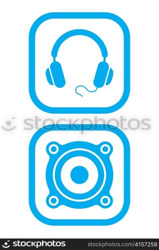 Vector Illustration of Headphones and Speaker Icons
