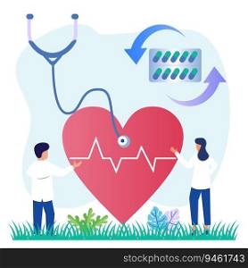 Vector illustration of health concept. Health care, modern medicine medicine, expertise and diagnostics. Specialist doctors and Medical and recovery consultations.