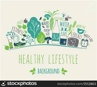 Vector illustration of Healthy lifestyle. Elements for design. Vector illustration of Healthy lifestyle.