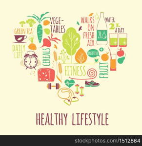 Vector illustration of Healthy lifestyle. Elements for design. Vector illustration of Healthy lifestyle.