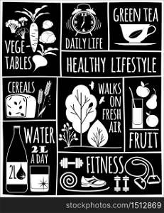 Vector illustration of Healthy lifestyle. Elements for design. Vector illustration of Healthy lifestyle.