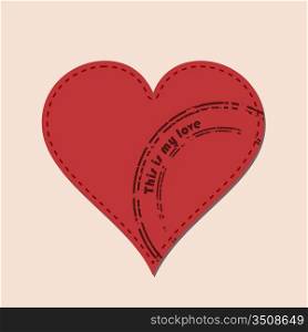 Vector illustration of heart and postmarks