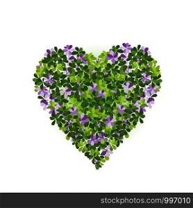 Vector illustration of heart from leaves. Decorative autumn leaves background. Heart from leaves
