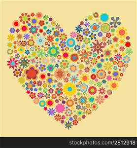 Vector illustration of heart pattern made up of flower shapes. Good for Valentine Cards.