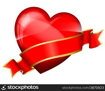 Vector illustration of heart with ribbon for valentines day