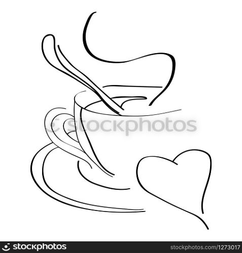 vector illustration of hot coffee for lovers in outlines