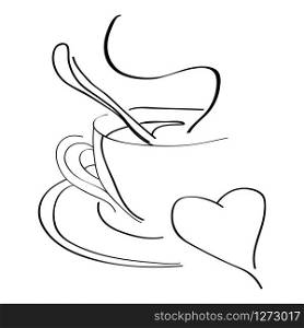vector illustration of hot coffee for lovers in outlines