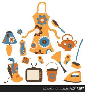 Vector illustration of housewife accessories icon set.