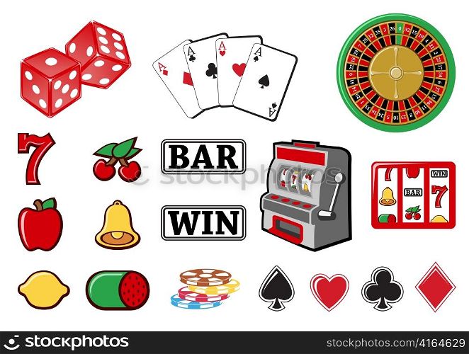 Vector illustration of icon set or design elements relating to casino.