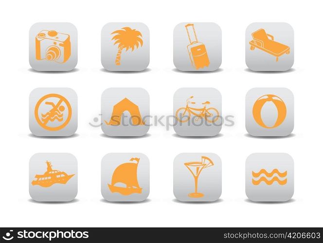 Vector illustration of icon set or design elements relating to summer tourism
