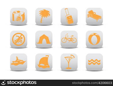 Vector illustration of icon set or design elements relating to summer tourism