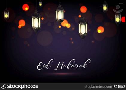 Vector illustration of Illuminated lamp for Eid Mubarak