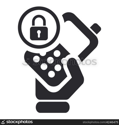 Vector illustration of isolated lock phone icon. Vector illustration of single isolated lock phone icon